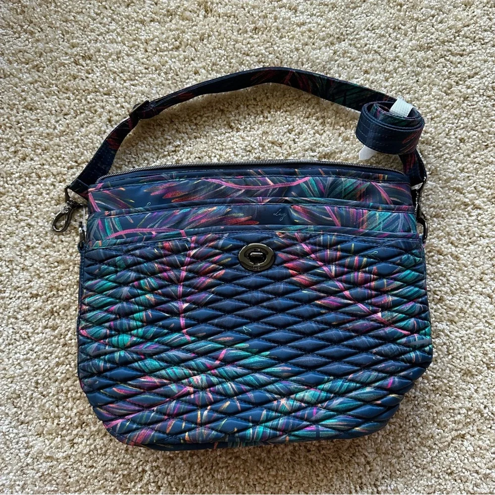 Lug Adagio Quilted Crossbody Shoulder‎ Bag Tropical Palm Print Travel Purse